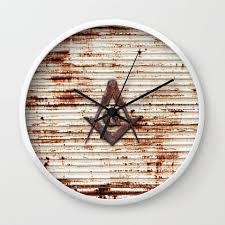 Rusty Red Square Compass Wall Clock By