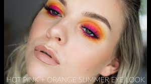 hot pink orange summer makeup look