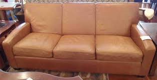 ethan allen brown leather couch