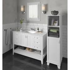 A unique kitchen style drawer allows for pull out shelves and convenient storage for all of your small bathroom essentials. Magick Woods Elements Newhaven 48 W X 21 D Matte White Bathroom Vanity Cabinet At Menards