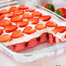 strawberries cream poke cake real