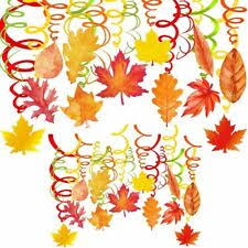 For a rustic celebration burlap, lace and veggie centerpieces and decorations are fantastic; 30ct Autumn Fall Theme Party Hanging Foil Swirl Decorations Pumpkins Maple Leave For Sale Online Ebay