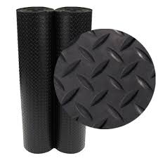 rubber cal diamond plate rubber flooring rolls 3mm x 4ft x 15ft rolls black