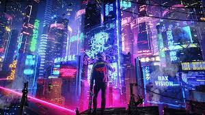 neon anime cityscape hd wallpaper pxfuel