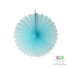 blue tissue paper fan flower hanging