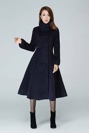 Buy Navy Blue Coat Wool Coat Warm