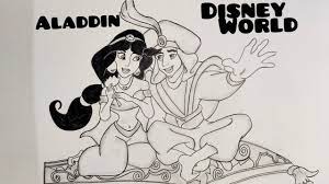 how to draw aladdin and jasmine on