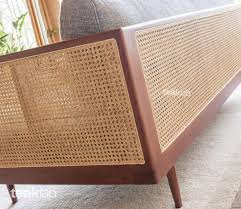 teak wood cane sofa mid century 3