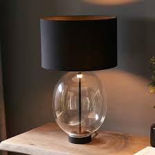 Touch Table Lamp In Oval Glass Base