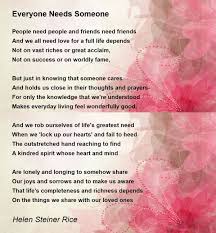 everyone needs someone poem