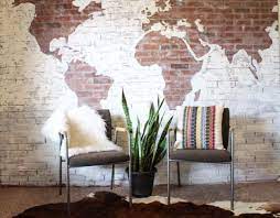 Faux Brick Wall World Map Pictures