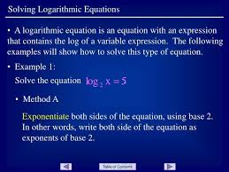 Ppt Solving Logarithmic Equations