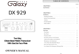 Dx 929 Cb Transceiver User Manual Users Manual Ranger