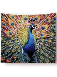 Peacock Print Tapestry Modern Hanging