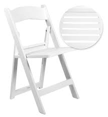 white resin folding chair with slatted seat