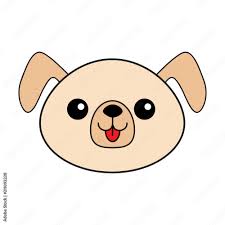 dog happy round face head icon contour