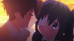 Anime kissing cheek
