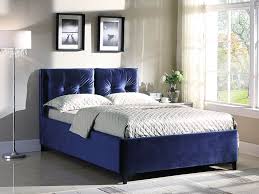 dallas bed in velvet blue with mattress