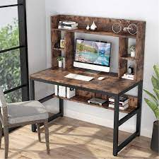 Solutions of the page whether youre searching for. 47 Inches Computer Desk With Hutch Writing Desk With Shelves Overstock 30394876 Wood Finish Metal Finish Rustic Brown