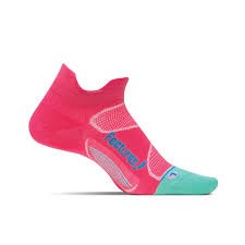 Feetures Elite Ultra Light No Show Tab Sock Paradise Pink Blue Lagoon Medium