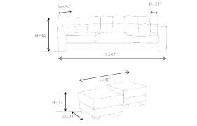 Average Sofa Pillow Sizes Couch Chart Length Sectional Size