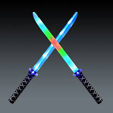 Amazon Com Joyin 2 Deluxe Ninja Led Light Up Swords With Motion Activated Clanging Sounds N Bright Blue And Multi Color Sword For Halloween Party Costume Accessories Toys Games