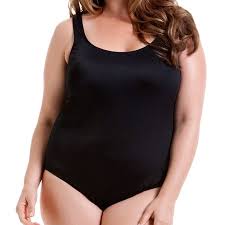 Womens Plus Size Classic Ribbed Tank One Piece Swimsuit