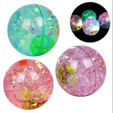 Ning Store 55mm Kids Have Fun Toys Led Light Up Jumping Ball Color Changing Bouncing Ball Super Duper Glitter Water Ball Elastic Colorful Flashing Ball Price For One Bounce Ball Send Randomly