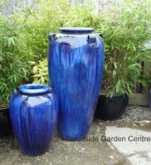 Blue Glazed Temple Jar Pot With Handles