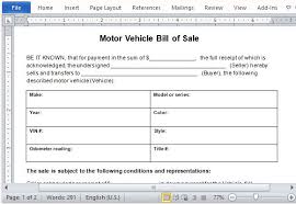 Car Bill Of Sale Word Under Fontanacountryinn Com