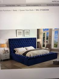 navy blue velvet bed and what else
