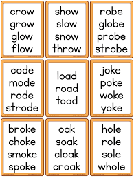 There are three pictures on the bottom of each card and kids can select the one that rhymes with the large image/word on the top. Long Vowel Rhyming Words Esl Flashcards