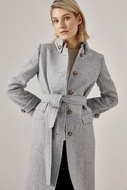 Light Grey Melange Wool Military Coat