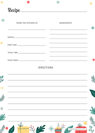 christmas recipe cards template 5x7