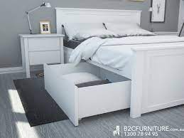 Full size platform bed frame with storage white. White Queen Bed Frame With Under Bed Storage Drawers Hardwood Natural Brown Ebay White Bed Frame Bed Frame With Drawers Bed Frame With Storage