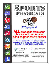 A medical history and a physical examination. Sports Physicals Forms Now Available For Download St Mary S Clearwater Valley Hospital Clinics