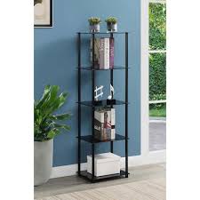 Black Glass 5 Shelf Accent Bookcase