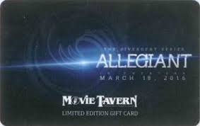 It's the perfect last minute online gift for a birthday, graduation, wedding, holiday, and more. Gift Card The Divergent Series Allegiant Movie Tavern United States Of America Movie Tavern Col Us Moviet 002