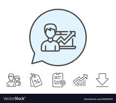 Business Results Line Icon Growth Chart
