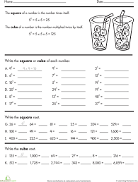 Apply the definition of square root. Building Exponents Squares Cubes And Roots Worksheet Education Com Exponent Worksheets Square Roots Algebra Worksheets