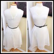 Sharagano White Eyelet Crochet Lace Overlay Short Casual Dress Size 2 Xs 46 Off Retail