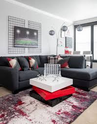 grey and red living room ideas