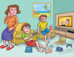 Looking through our library, an ancient copy of kay thompson's. Cartoon The Angry With His Kids In The Messy Living Room Premium Vector In Adobe Illustrator Ai Ai Format Encapsulated Postscript Eps Eps Format