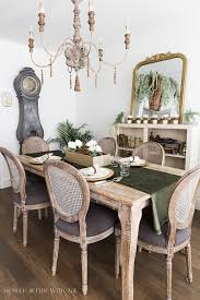 spring dining room with greenery and
