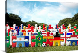 Large Puzzle Pieces With Flags From