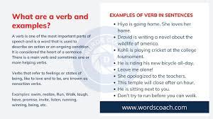 20 exles of verb in sentences word