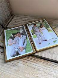 Golden Double Sided Glass Photo Frames