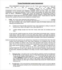 Sample Texas Residential Lease Agreement 7 Documents In Pdf Word