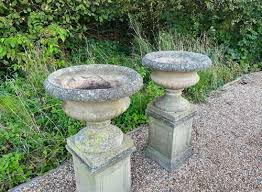 Pair Of Garden Urns With Pedestals