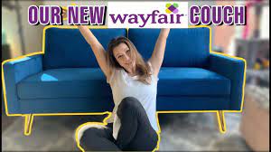 new wayfair blue velvet couch embly
